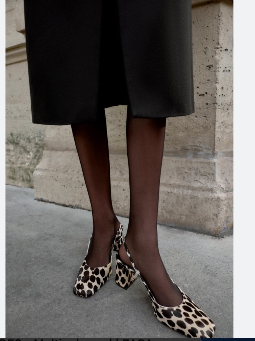 Zara Leopard Print Slingback Block Heels - Black & Cream - Picture 2 of 8